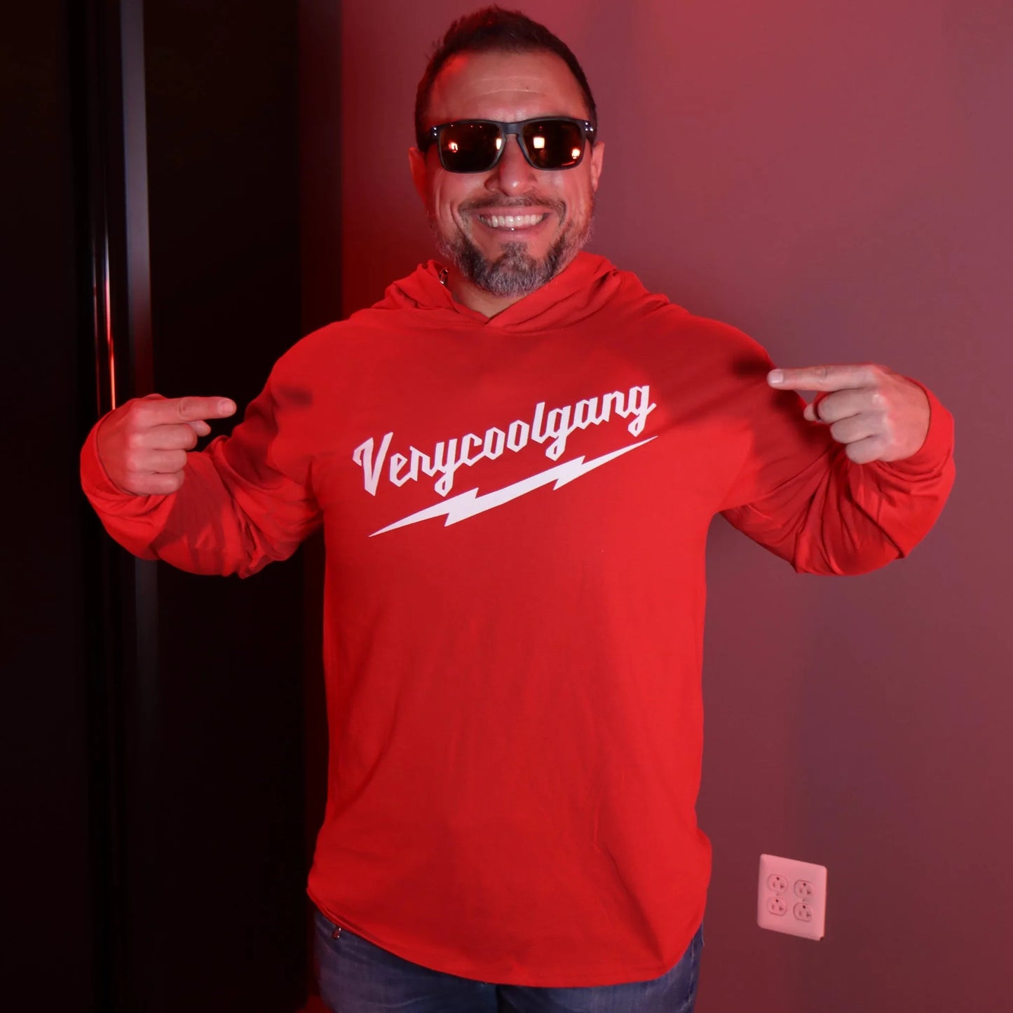 VERYCOOLGANG Thunderbolt Hooded Long Sleeve T-SHIRT logo