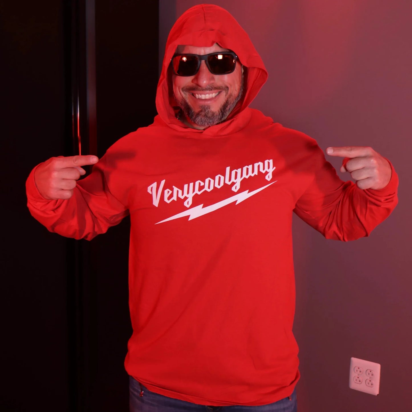 VERYCOOLGANG Thunderbolt Hooded Long Sleeve T-SHIRT up logo