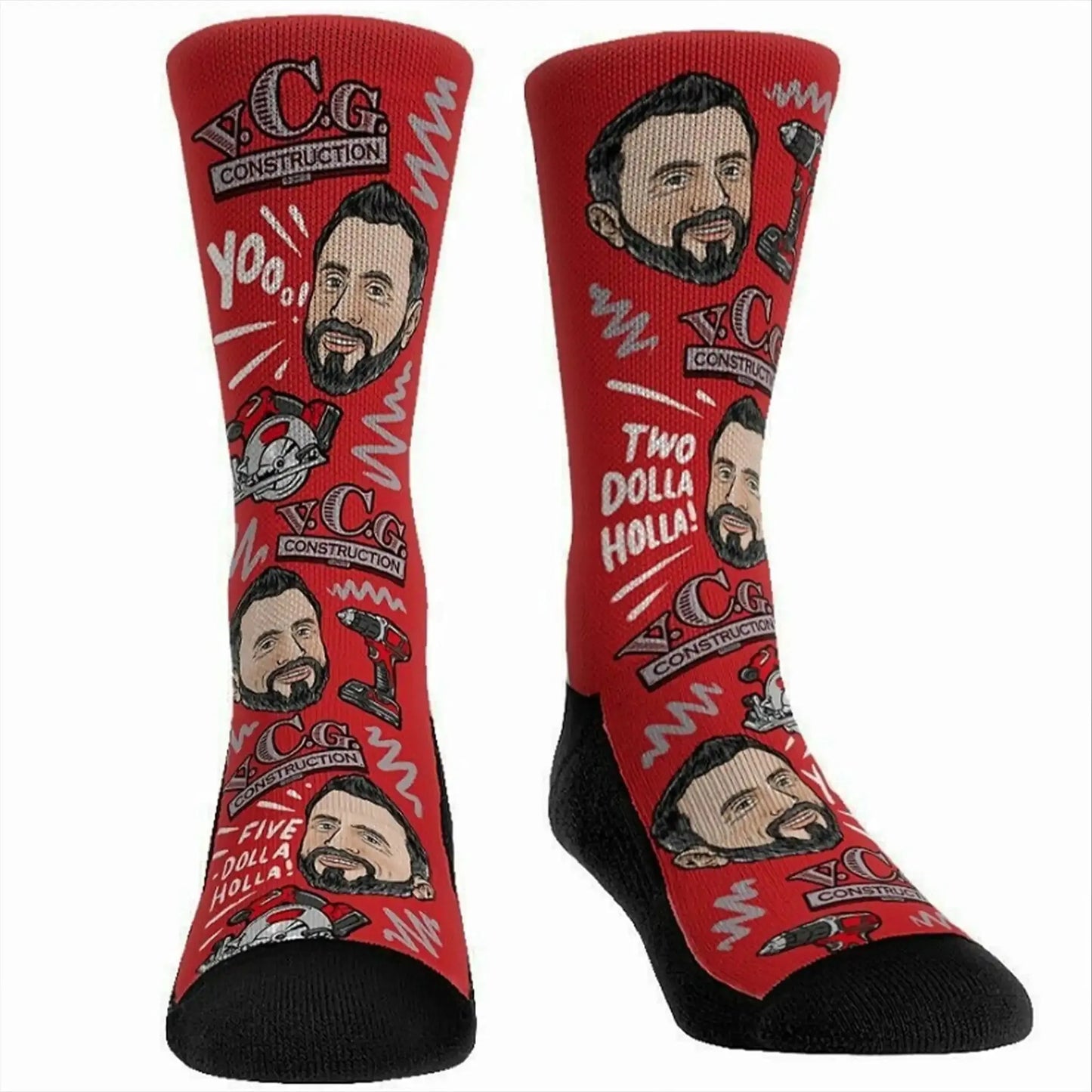 Red and Black Socks with Vince from VCG Construction including some of his favorite tools and sayings