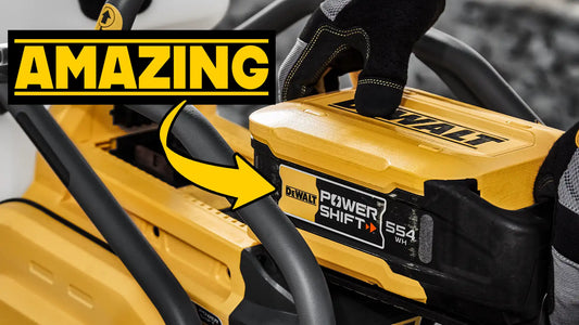DEWALT POWERSHIFT in action, a construction worker utilizing the state-of-the-art cordless Powerpack Vibrator with a FLEXVOLT battery, highlighted as AMAZING for its innovative design and capabilities in revolutionizing construction efficiency.