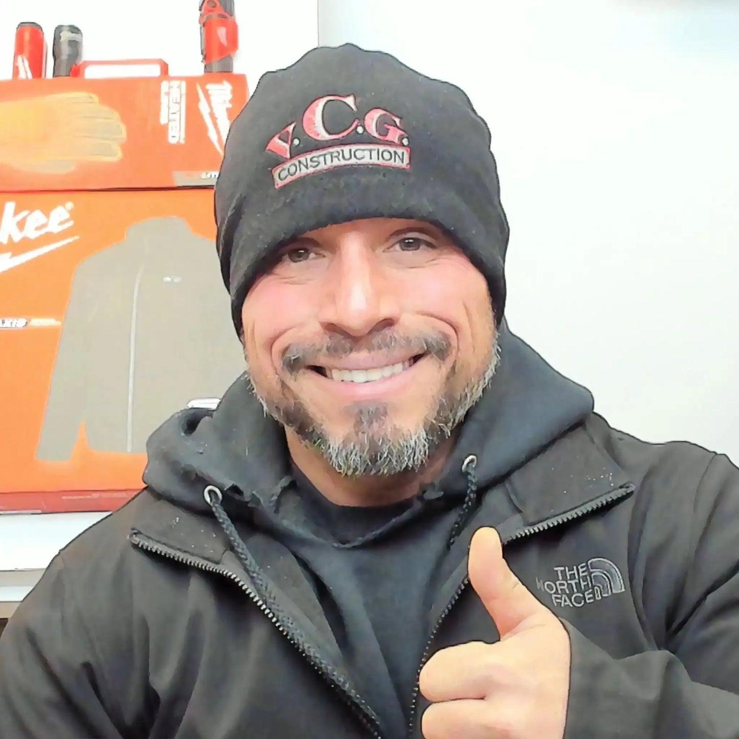 Vince showcasing style in the #VeryCoolGang Construction Cold Weather Hat – Stay warm, stay cool, and join the crew with this must-have accessory!