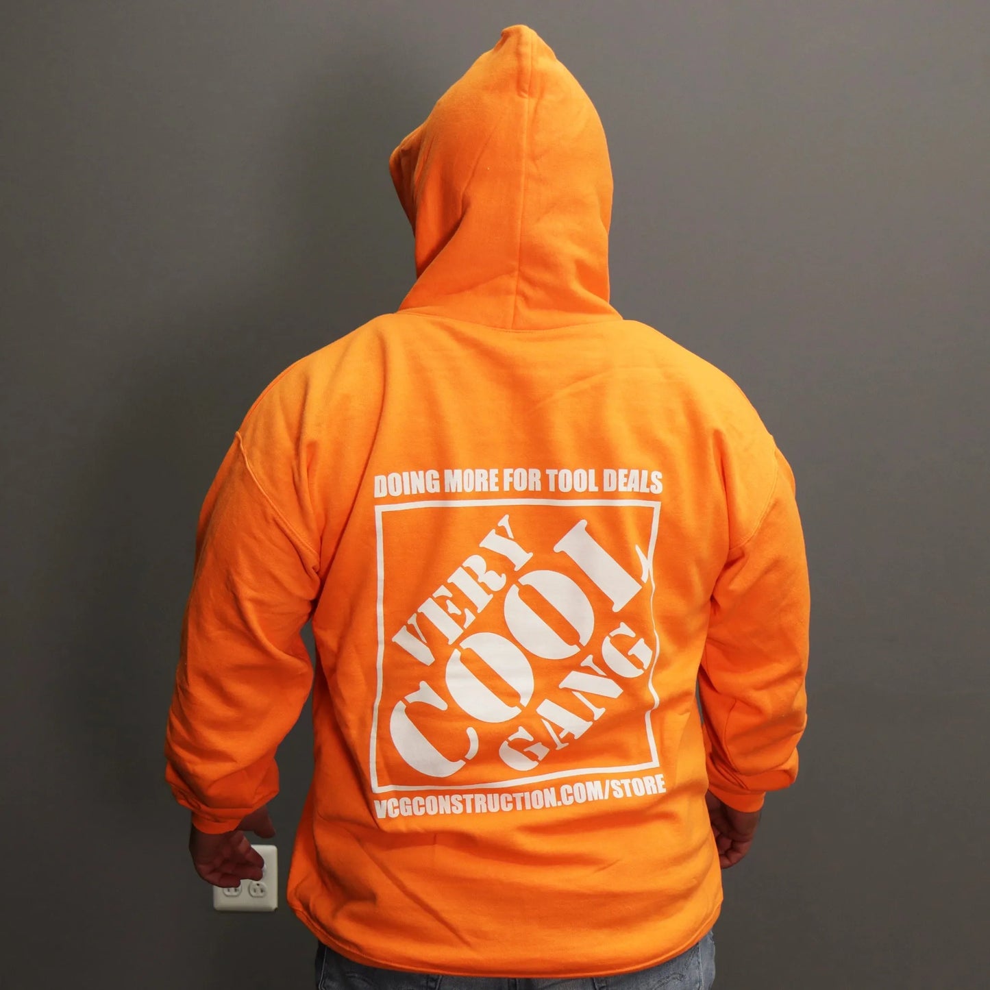 VCG Tool Deals Safety Orange Hoodie up Back Logo
